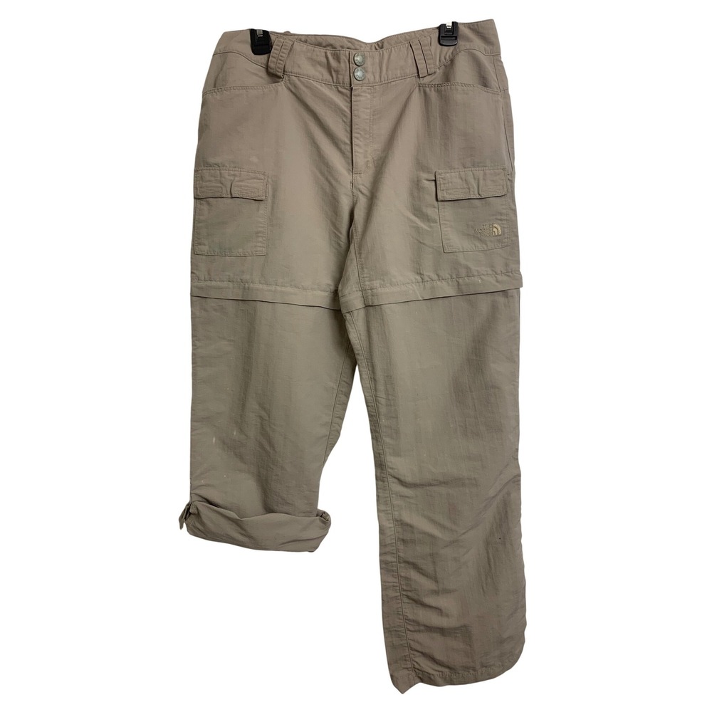 The North Face Khaki Convertible Gorpcore Button Tab Hiking Cargo Pants Size 14